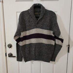 Eddie Bauer Gray Sweater with Purple Stripe